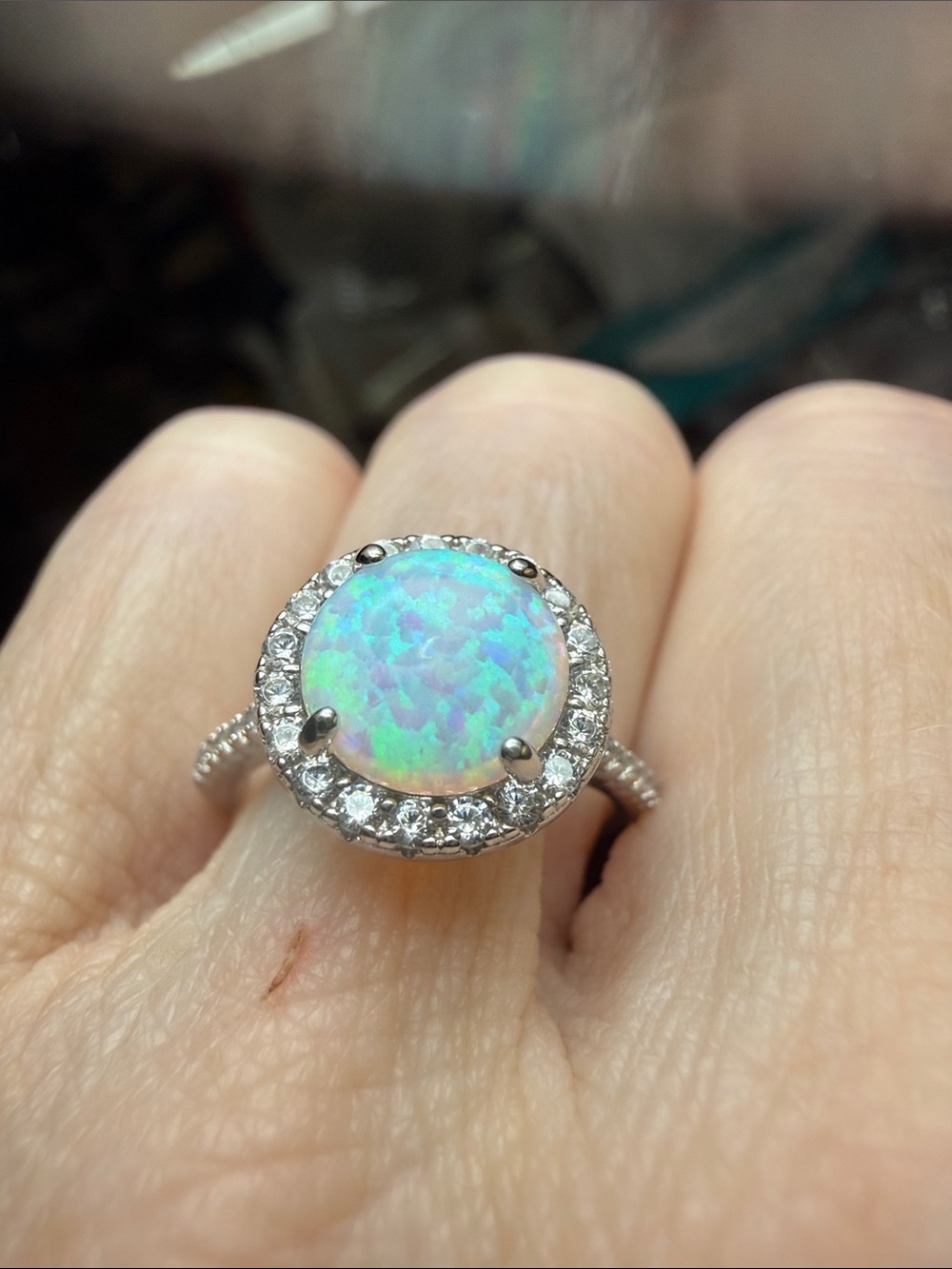 2 CT Opal ring 925 Sterling Silver surround by GRA CERTIFIED MOISSANITE DIAMONDS - Picture 8 of 11